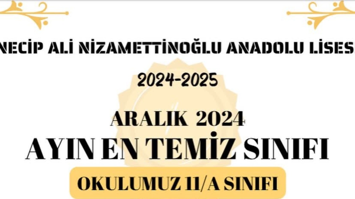 Aralık Ayının en temiz sınıfı 11-A oldu